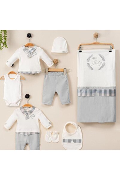 Generic ميني جنتل طقم ولادي من القطن - 8 قطع - 0 - 3 أشهر - أزرق