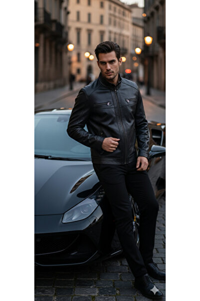 halismenspor Genuine Lambskin Men's Leather Coat Real Leather Jacket Soft Lea...