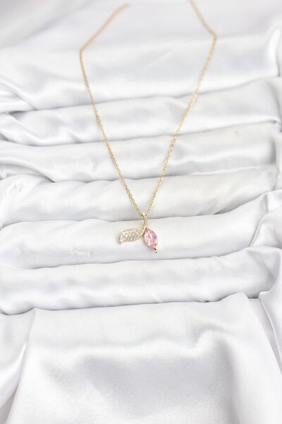ForWhat Zircon Fish Tail Women's Necklace with Golden Steel Chain for Elegant...