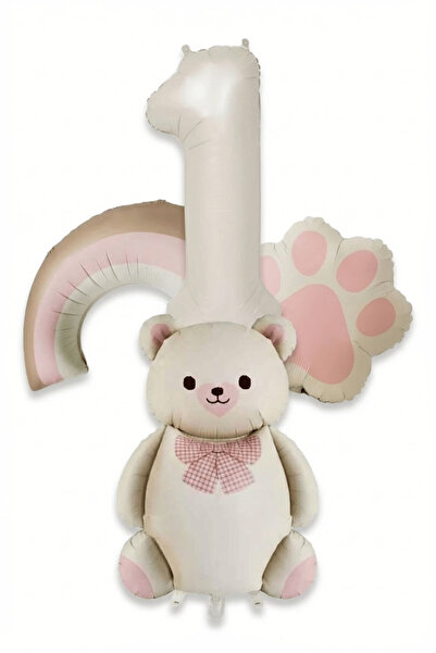 BALOMİS Ayıcık ve Pati Temalı 1 Yaş Doğum Günü Balon Konsept Seti