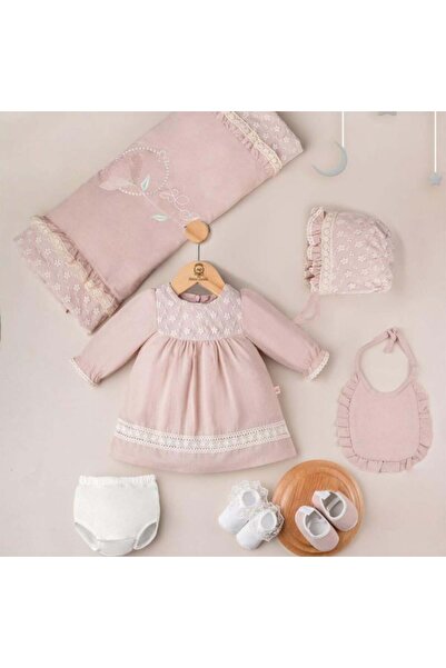 Generic ميني جنتل طقم بناتي من البيكيل 7 قطع - 0 - 3 أشهر - وردي