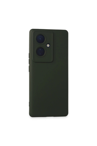 eco port حافظة هاتف فيفو V29 لايت من السيليكون المخملي الداخلي - أخضر داكن