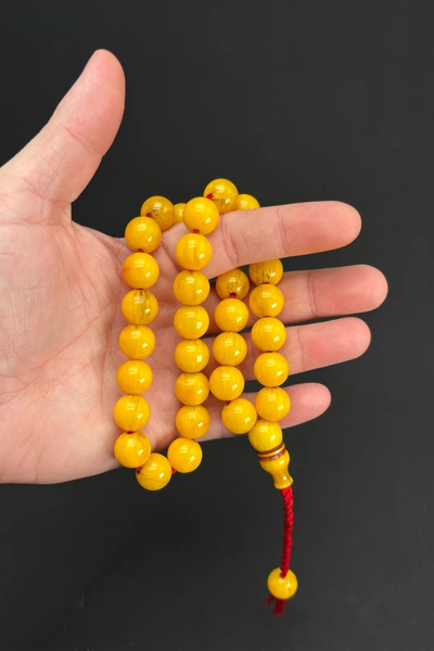 DENİZ ERGEN Küre Kesim 13mm Sarı Sıkma Tespih