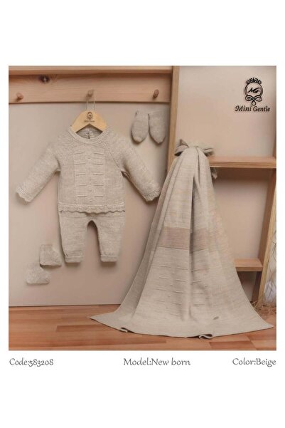 Generic Mini Gentle Knitted Overalls Set for Boys - 5 Pieces - 0-3 Months - Grey