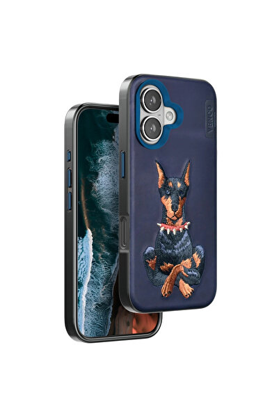 eco port غطاء فينكو آيفون 16 بيرما منقوش - أزرق داكن