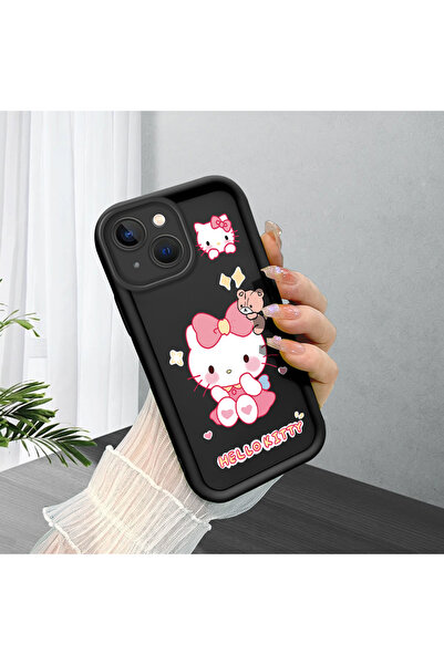 PATTERNOVA iPhone 13 Uyumlu Hello Kitty Kuromi Siyah Silikon Kılıf Düşmeye Se...