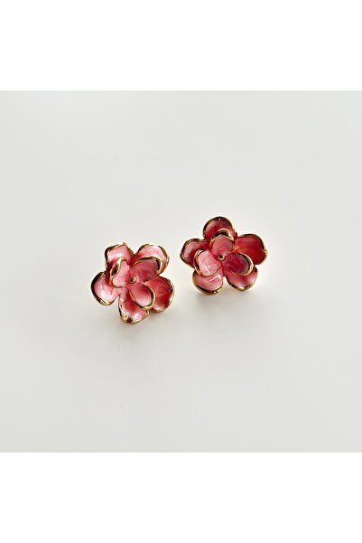 Vesce Atelier Gold Edged Pink Flower Earrings