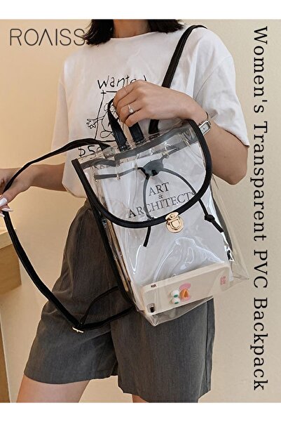 ROAISS Men's and women's PVC transparent backpack cross body chest bag should...