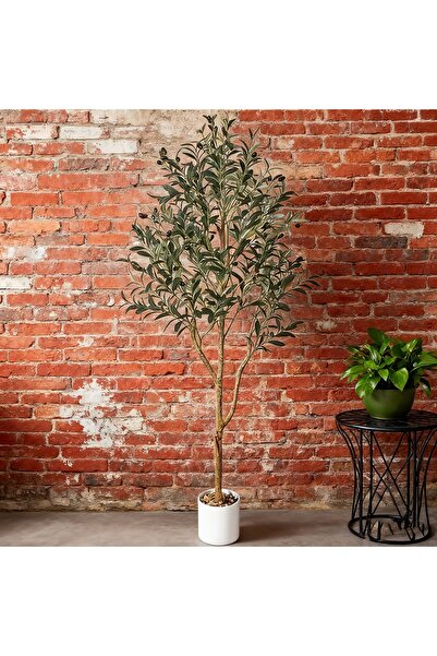 SCHENKERO Fake Olive Tree 180cm, Lifelike Branches Fruits, Pebble Pot,Housewa...