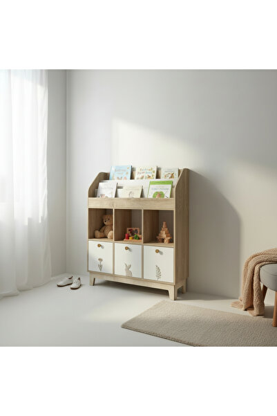 WoodArtDesign Montessori Çocuk Kitaplığı ve Oyuncak Dolabı – Çekmeceli Ahşap ...