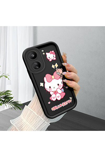 PATTERNOVA Poco C65 Uyumlu Hello Kitty Kuromi Siyah Silikon Kılıf Düşmeye Sev...