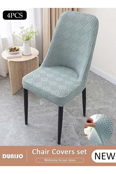 DOMEET 4 Packs Chair Covers, Stretch Jacquard Dining Chair Slipcovers, Remova...