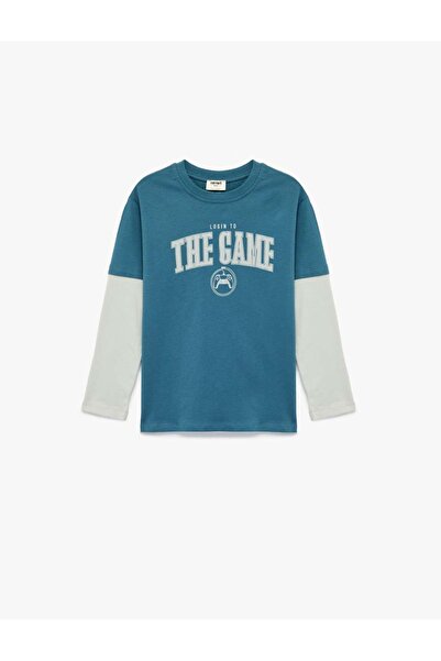 Koton Памучна тениска с дълъг ръкав и щампа