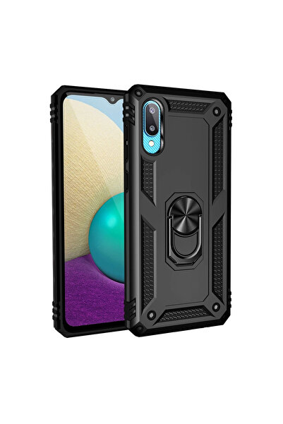 eco port غطاء حماية سامسونج جالاكسي A02 من السيليكون مع حلقة صوفيا - أسود