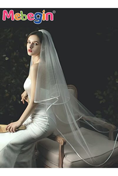 MEBEGIN Women's Long Ribbon Edge Wedding Bridal Veil With Comb ,Soft Wedding ...