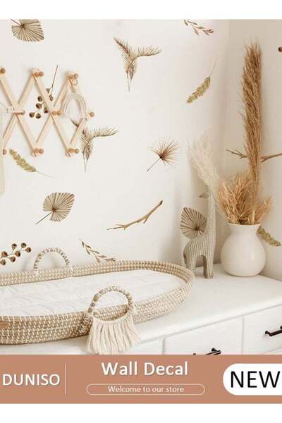 DOMEET 6 Sheets Wall Stickers Boho Palm Leaves Wall Sticker Plants Tropical L...