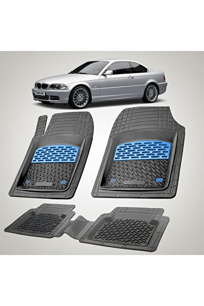 TEAMCAR Rubber Floor Mats Compatible BMW 3 Series E46 Coupe (1998–2006) Blue