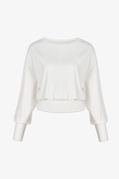 Penti Off-White Boat Neck Waist Detail Modal Top