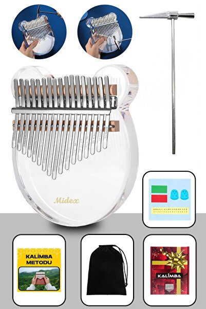 Saatistan Klx6000 Şeffaf Cam Kalimba 17 Tuşlu Paslanmaz Çelik Çanta Seti