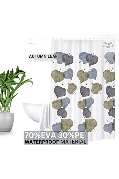 Feelings Shower Curtain, 180x180cm, Waterproof, Washable, 70% EVA, 30% PE (Autumn Leaf)