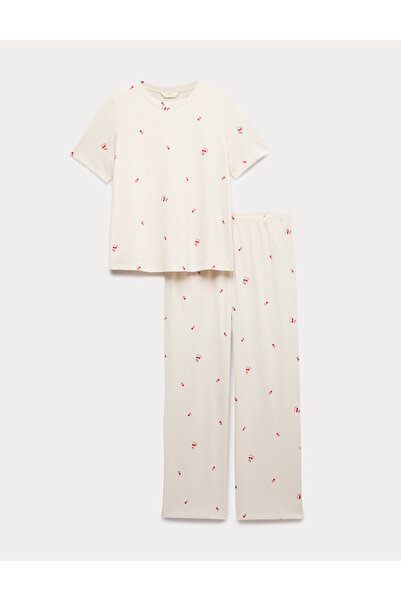 Marks & Spencer Saf Pamuklu Baskılı Pijama Takımı