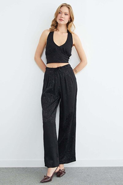 Fulla Moda Pantaloni palazzo plisați cu imprimeu leopard