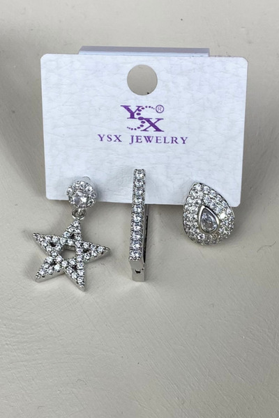 Brethils Ysx 3-Piece Earring Set Star Themed Non-Tarnish Anti-Allergic