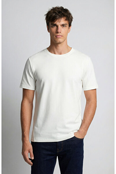 Network Ekru Pike Desen Basic T-shirt