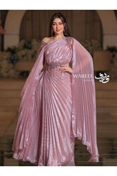 WAREEF FASHION Pink evening dress with pleats