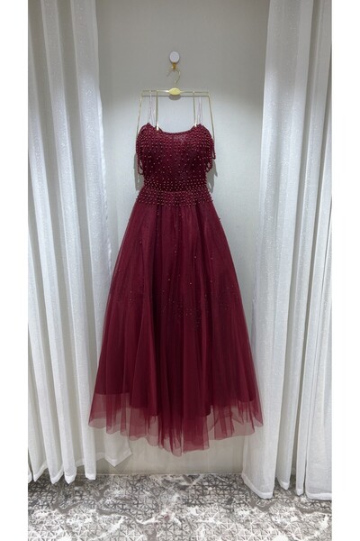 dalaa Tulle and pearl evening dress