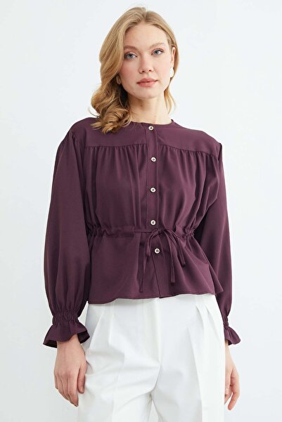 Fulla Moda Önü Bağlamalı Kolu Gipeli Salaş Gömlek