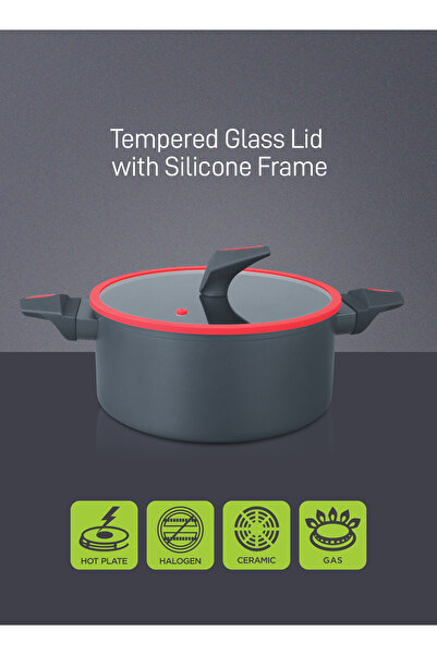 ROYALFORD 9pcs Cookware set CrimsonTouch series RF13031, Non-Stick, Silicon frame Induction.