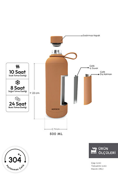Karaca Aly Soft Touch Çelik Sızdırmaz Termos 500 ml Mocha Mousse