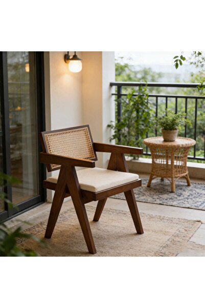 Mtanvxay Lounge Chair Retro Rubber Wood Armchair Velvet Seat for Kitchen Cafe...