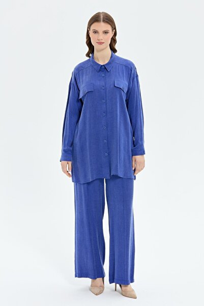 MÜSEMMA Women's Oversize Shirt Collar Midi Suit - Casual Chic