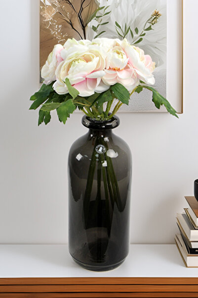 Yapay Çiçek Deposu Artificial Flower Flat Peony Rose Bouquet Ebruli