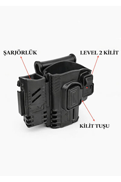 multicam Siyah Level 2 Polimer Şarjörlü Silah Kılıfı SOL EL (SAR9)