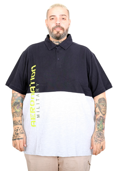 ModeXL Mode XL Великий розмір Чоловічий футболка з поло-коміром 25318 СИНІЙ