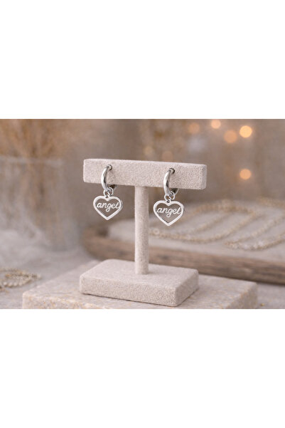 Soleildor 925 ayar Orijinal Gümüş Kişiye Özel Kalp İçinde İsim Gümüş Küpe