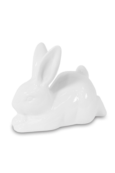 DecoDepot Figurina de portelan iepuras, alb, 9x12x6 cm
