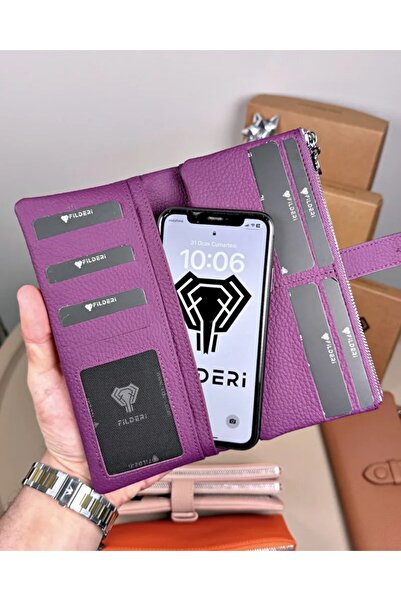 Fil Deri Γυναικείο πορτοφόλι από γνήσιο δέρμα με φερμουάρ και μαγνήτη πολλαπλ...