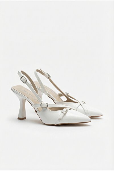 Les Chatelets Patent Leather Pointed Toe 9 cm Heeled 3 Buckle Women's Shoes