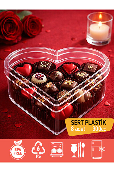 BİZDENGELSİNNET SEVGİLİLER GÜNÜ KALPLİ Kutu 8’li Kapaklı, Plastik Hediye Kutu...