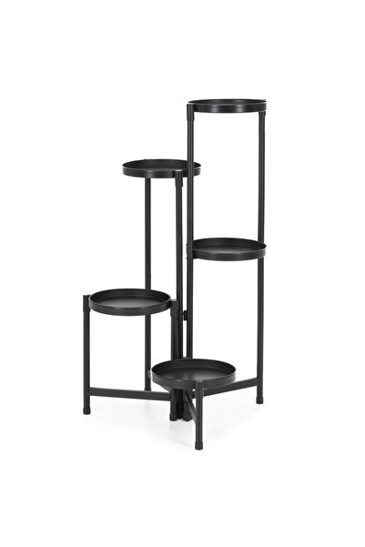 SERSIMO Metal flower stand with 5 tiers, foldable structure, 48x48x79 cm, black