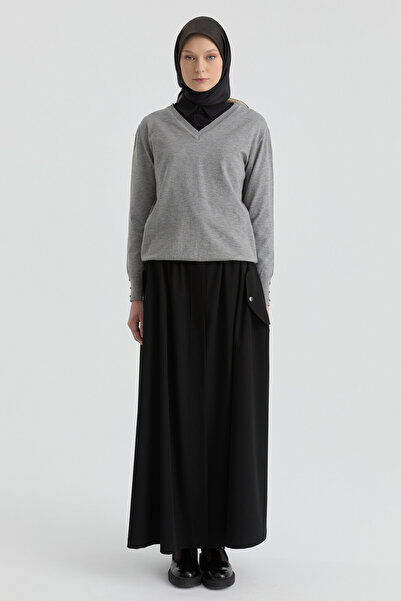 Tuğba Cep Detaylı Etek - Siyah