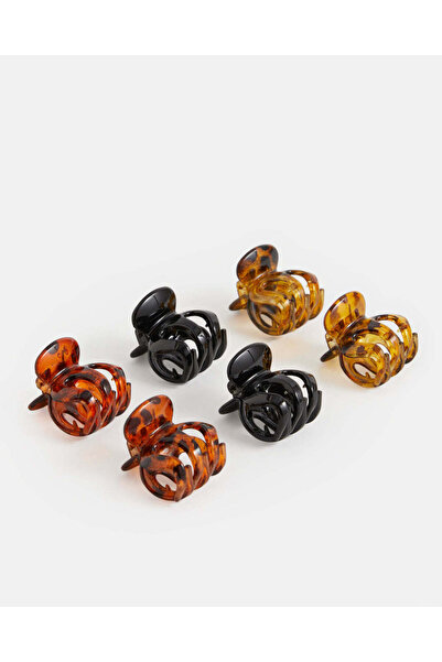 REDTAG Women Black And Brown Hair Claw Set (6 Piece)