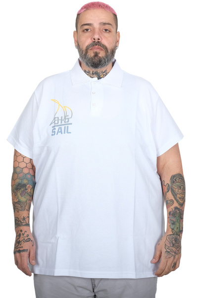 ModeXL Mode XL Men's Large Size T-Shirt Polo Sail U25301 White