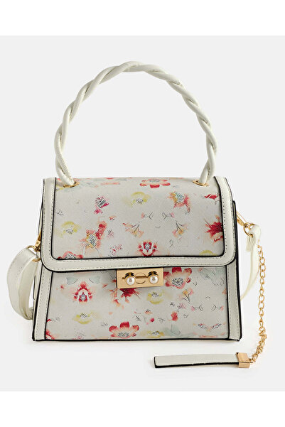 REDTAG Women White Flower Printed Flap Messenger Bag