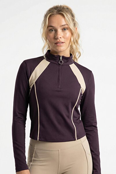 Rays 8326A بلوزة مخططة بسحّاب بلون البرقوق