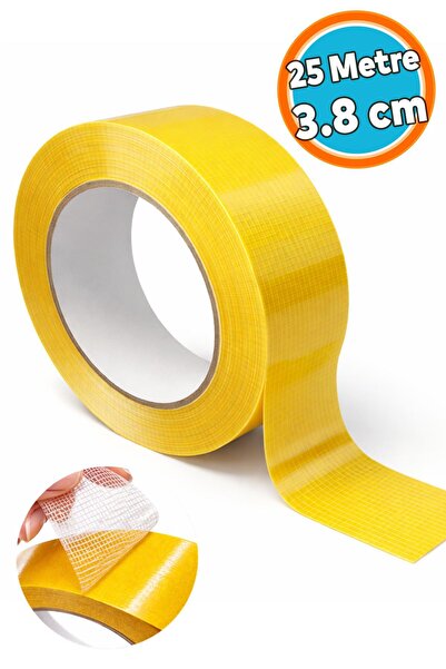 NZB 25 Metre Çift Taraflı Takviyeli (1 Adet) 38 Mm Güçlü Yapışkanlı Fileli Ka...